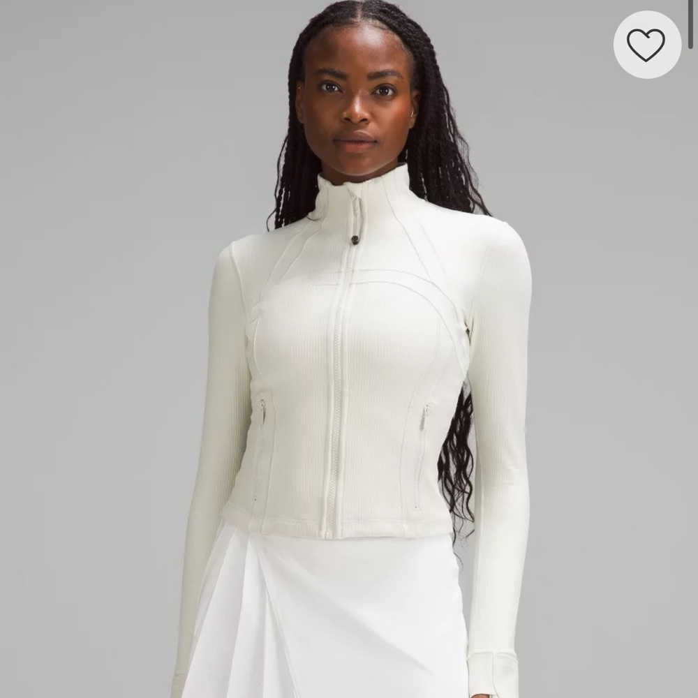 Lululemon Define Cropped Jacket Ribbed Nulu Shine color Bone Sz 8